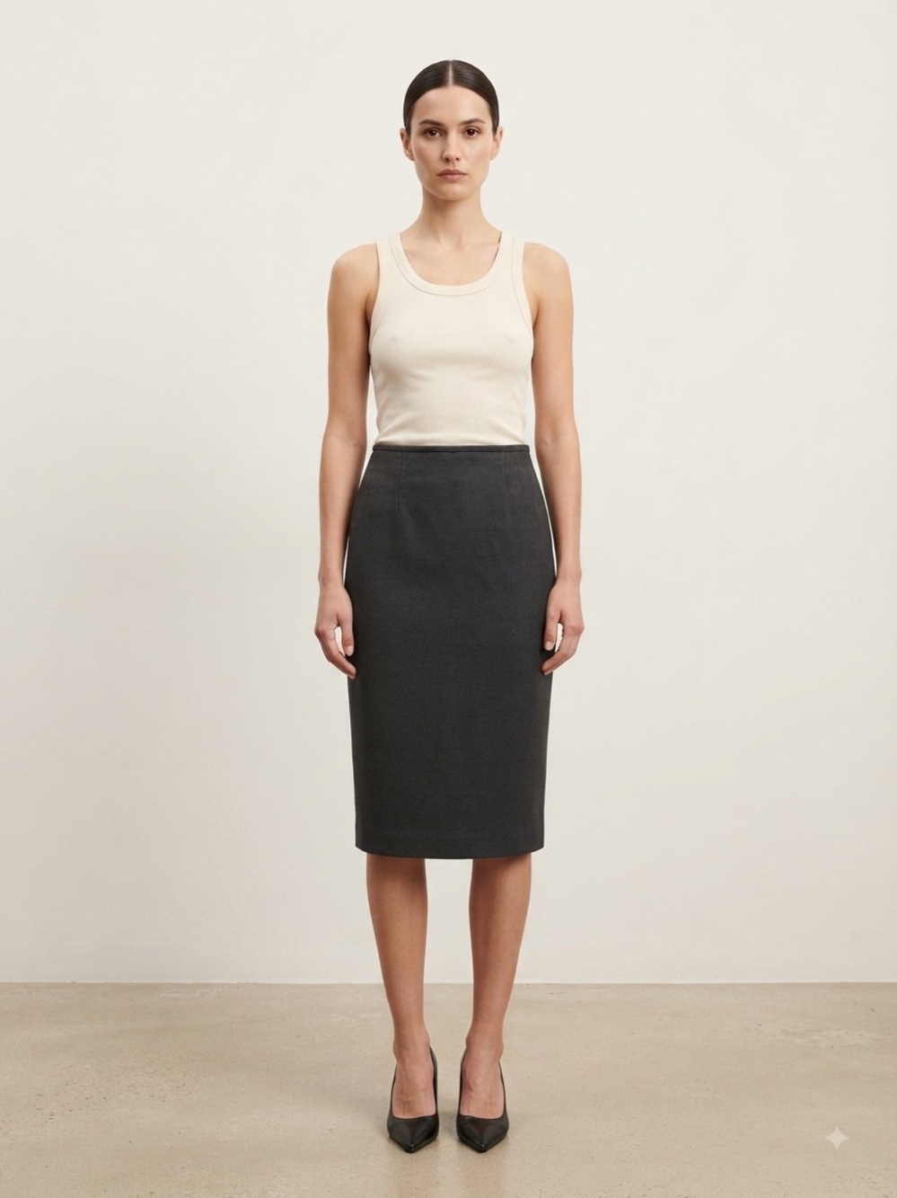 Saks Fifth Avenue Black Textured Pencil Skirt Sz 4 Back Vent